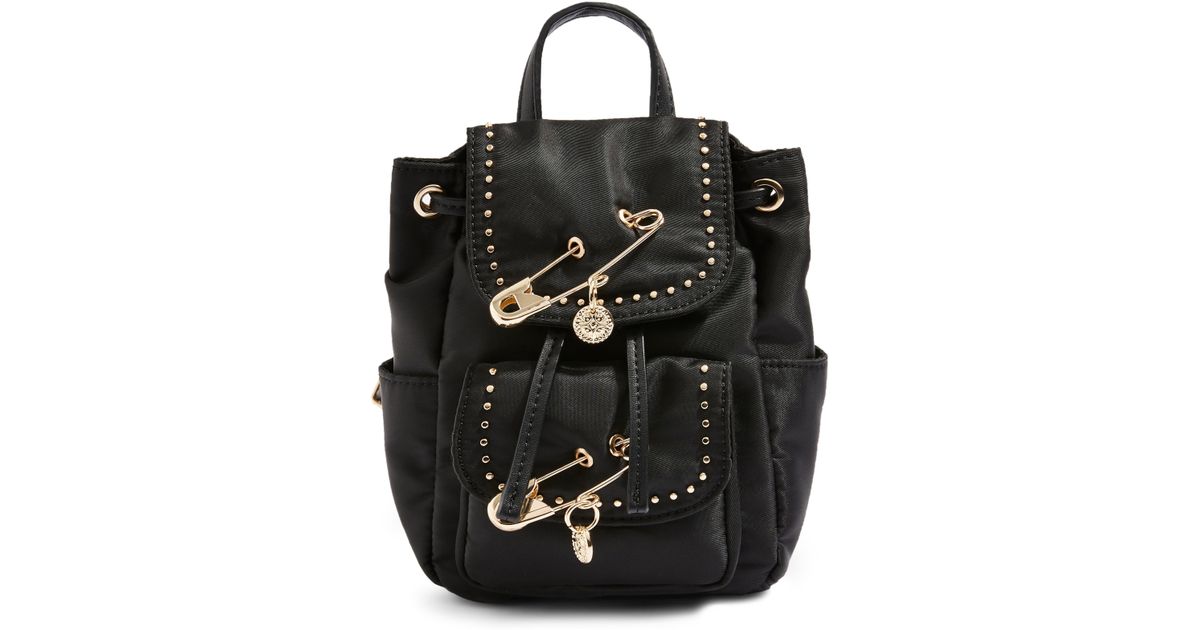 TOPSHOP Canvas Pandy Pin Mini Backpack in Black - Lyst
