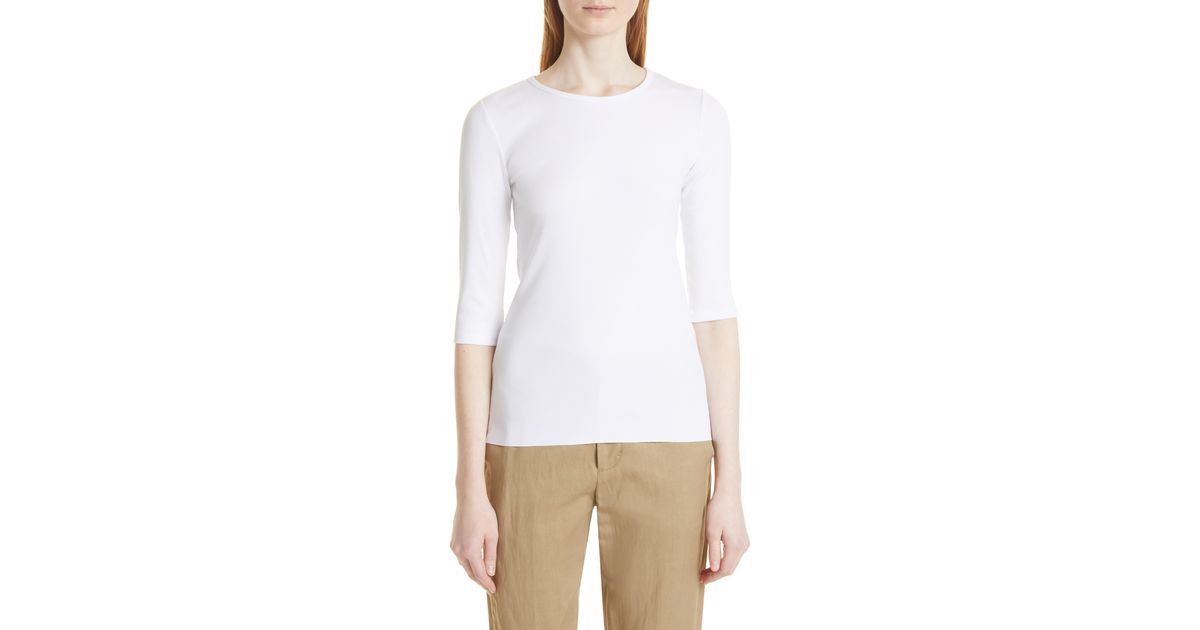 Vince Elbow Sleeve Rib Top in White Lyst