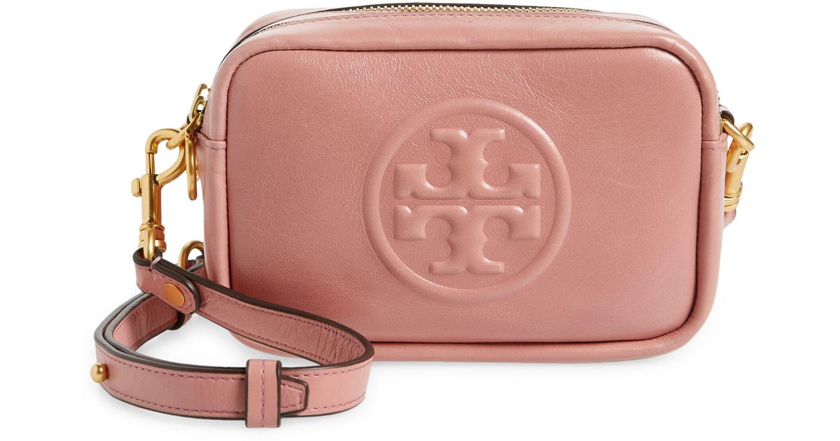 Tory Burch Perry Bombe Glazed Leather Crossbody Bag in Pink Lyst