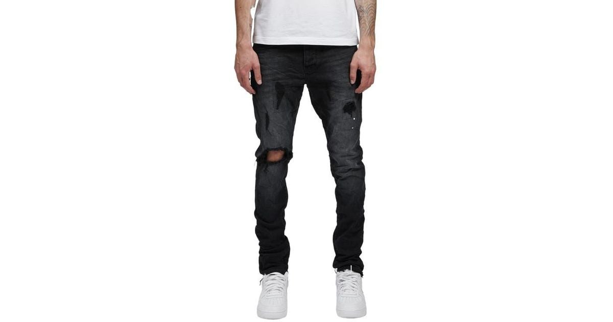 Purple Brand Drop Fit Mid Rise Skinny Jeans in Black for Men