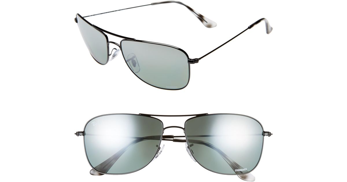 RayBan 59mm Chromance Aviator Sunglasses in Black for Men Lyst
