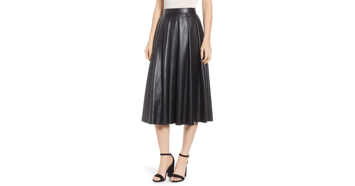 hudson pleated leather skirt