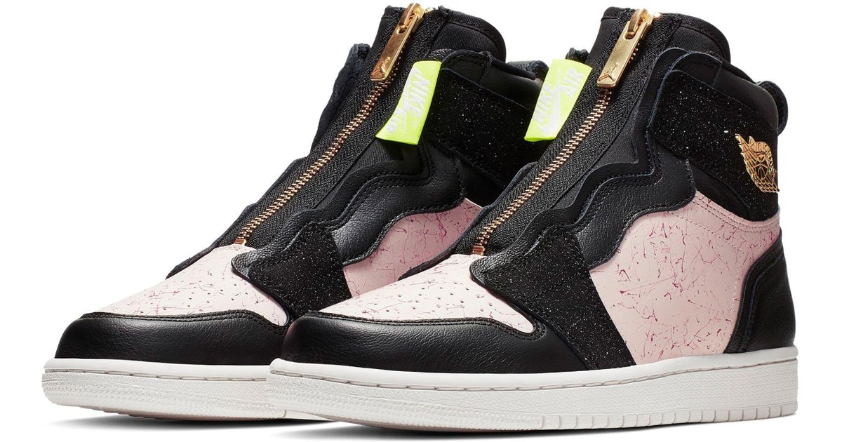 Nike Leather Air Jordan 1 Zip High Top Sneakers in Red (Black) Save