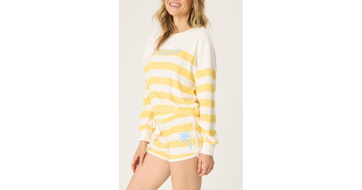 Pj Salvage Cabana Terry Cloth Short Pajamas in Yellow Lyst