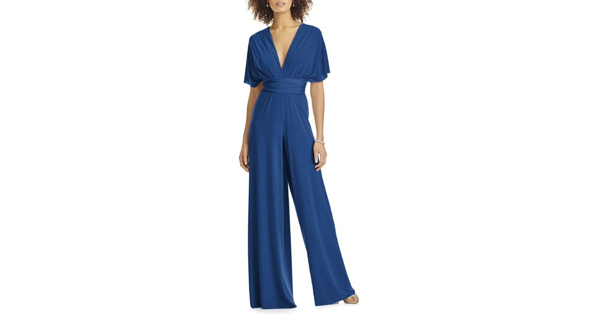 convertible wide leg jersey jumpsuit
