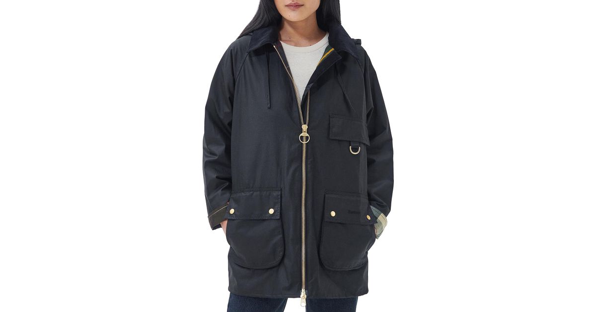 Barbour Highclere Hooded Waxed Jacket in Black Lyst