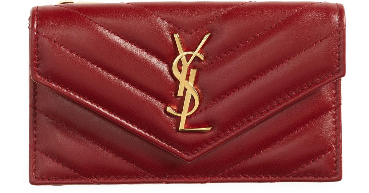 Saint Laurent Cassandre Envelope Flap Card Case in Red Lyst