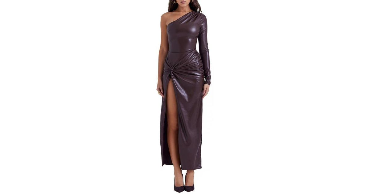 house of cb brown leather dress Octavia One-Shoulder Faux suit-sets