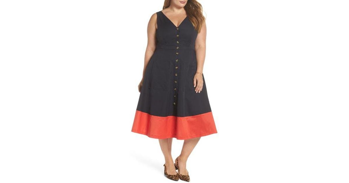 1901 colorblock midi dress