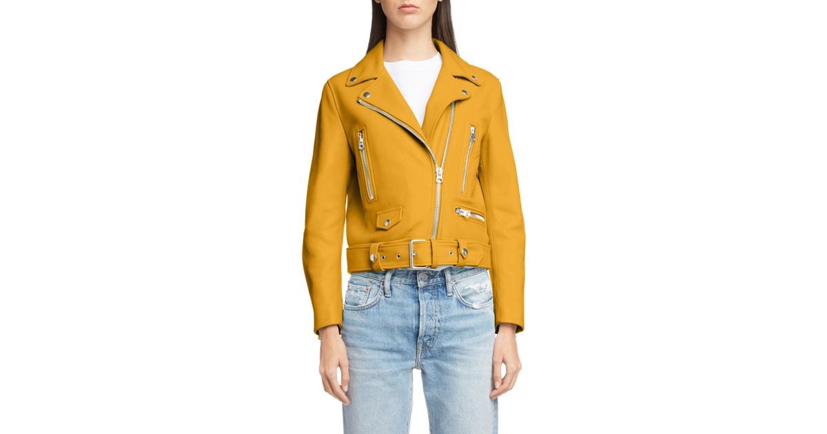 Acne Studios Mock Core Leather Moto Jacket In Yellow Lyst - Acne Studios Mock Core Leather Moto Jacket Acne Studios Mock Core Leather Moto Jacket In Yellow Lyst - Acne Studios Mock Core Leather Moto Jacket