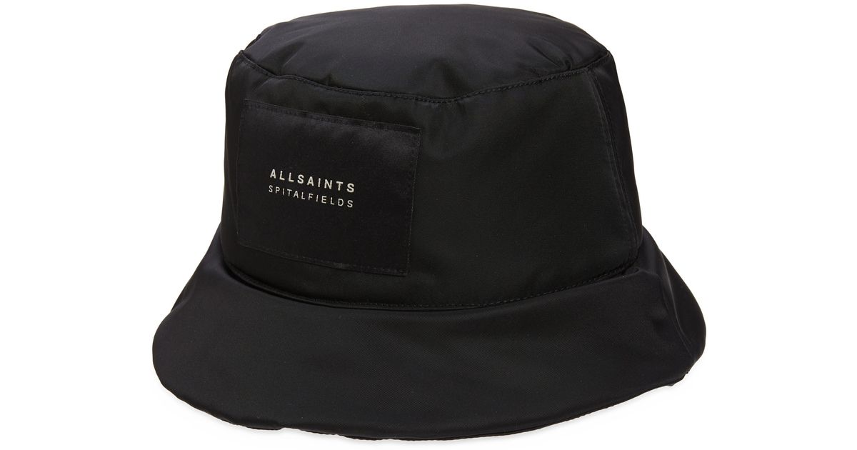 AllSaints Puffer Bucket Hat in Black | Lyst
