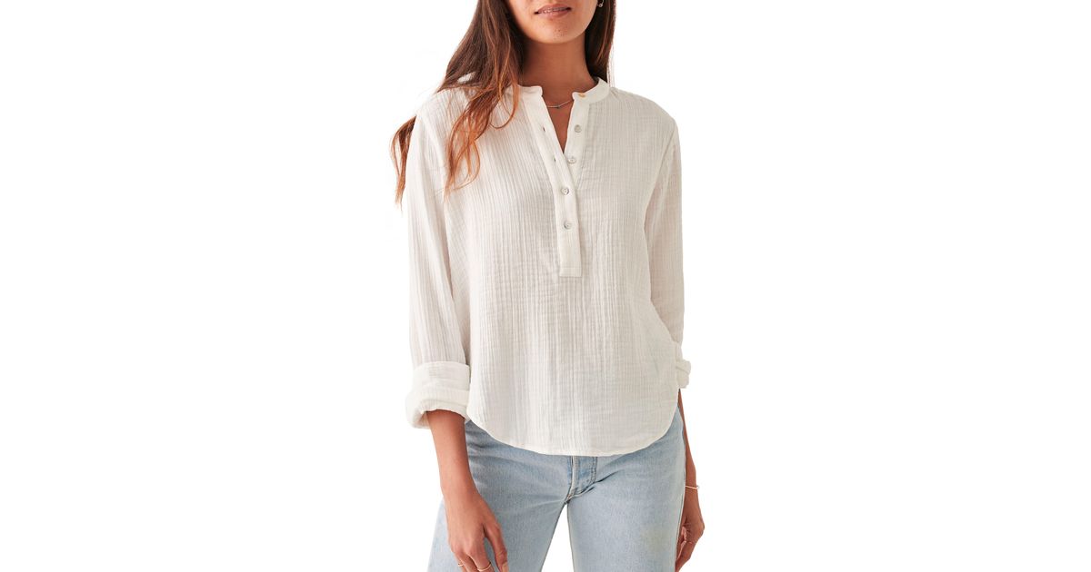 Faherty Dream Organic Cotton Gauze Popover Shirt in White Lyst