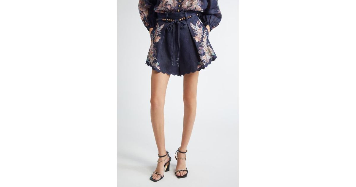 Zimmermann Rhiannon Tuck Paisley Print Linen Shorts | Lyst