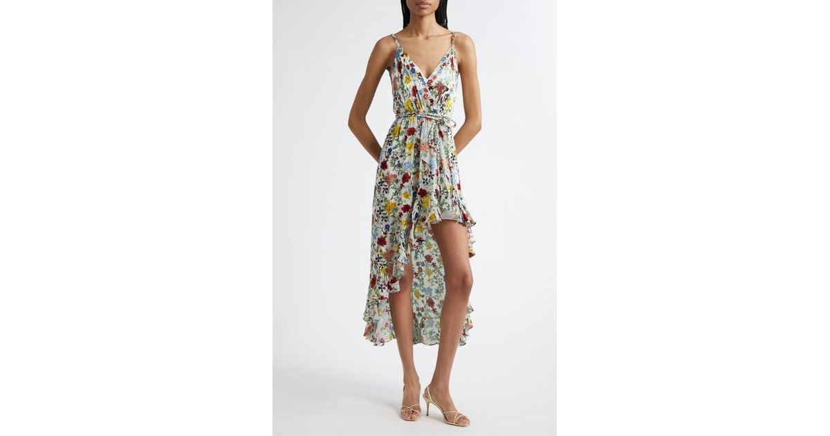 Alice + Olivia Tara Floral Ruffle Detail High-Low Dress | Lyst
