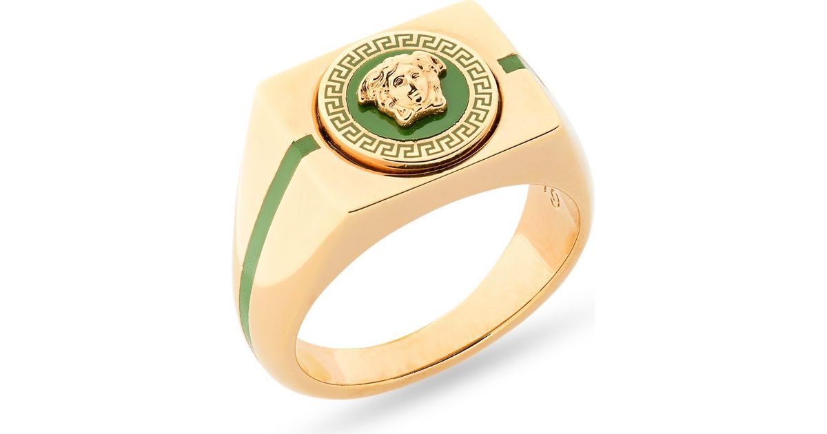 Versace Enamel Medusa Signet Ring in Metallic for Men | Lyst
