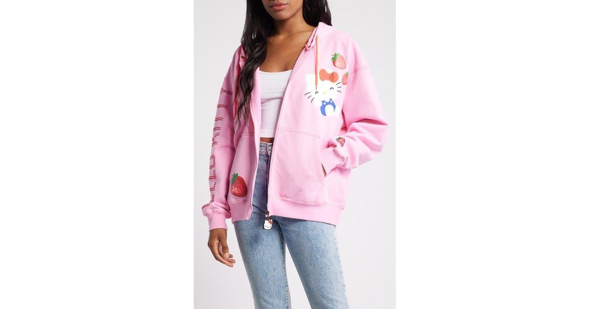 Dumbgood X Sanrio Hello Kitty 50Th Anniversary Cotton Zip Hoodie in Red Lyst
