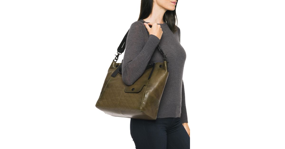 frye samantha quilted leather tote