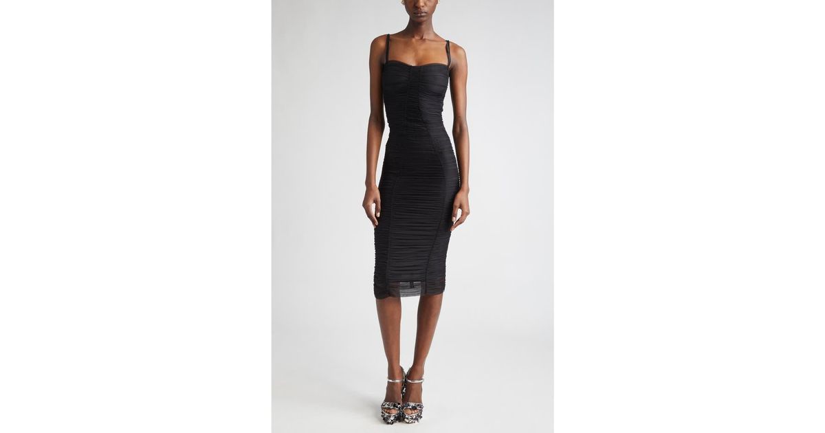 Dolce & Gabbana Black Sequined Sleeveless Mesh Layered Gown Dress