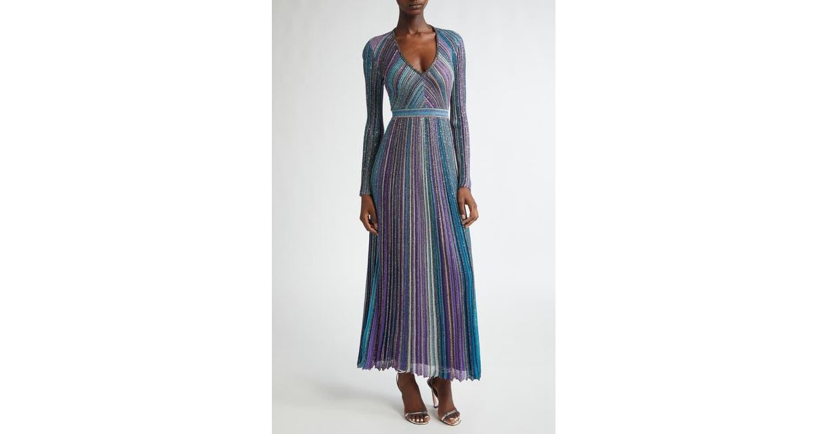 MISSONI ストライプ 長袖 アンサンブル Long Sleeve T-Shirt with Faded Striped Pattern Blue & Green