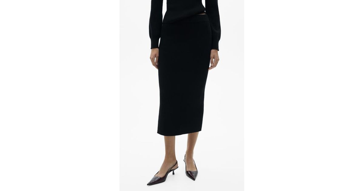 Rib Shirred Skirt Black - Monrow