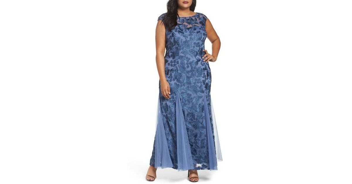 alex evenings floral soutache gown