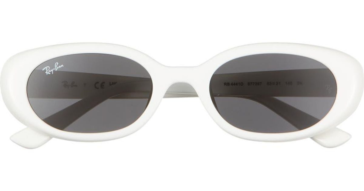 Ray-Ban White Oval Sunglasses with Black Lenses Ray-Ban RB3770 Sunglasses | FramesDirect.com main image 3
