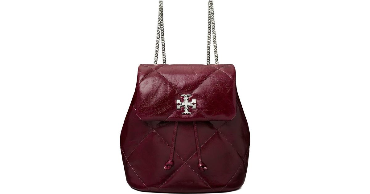 Tory Burch Kira Distressed Diamond Quilted Leather Backpack 