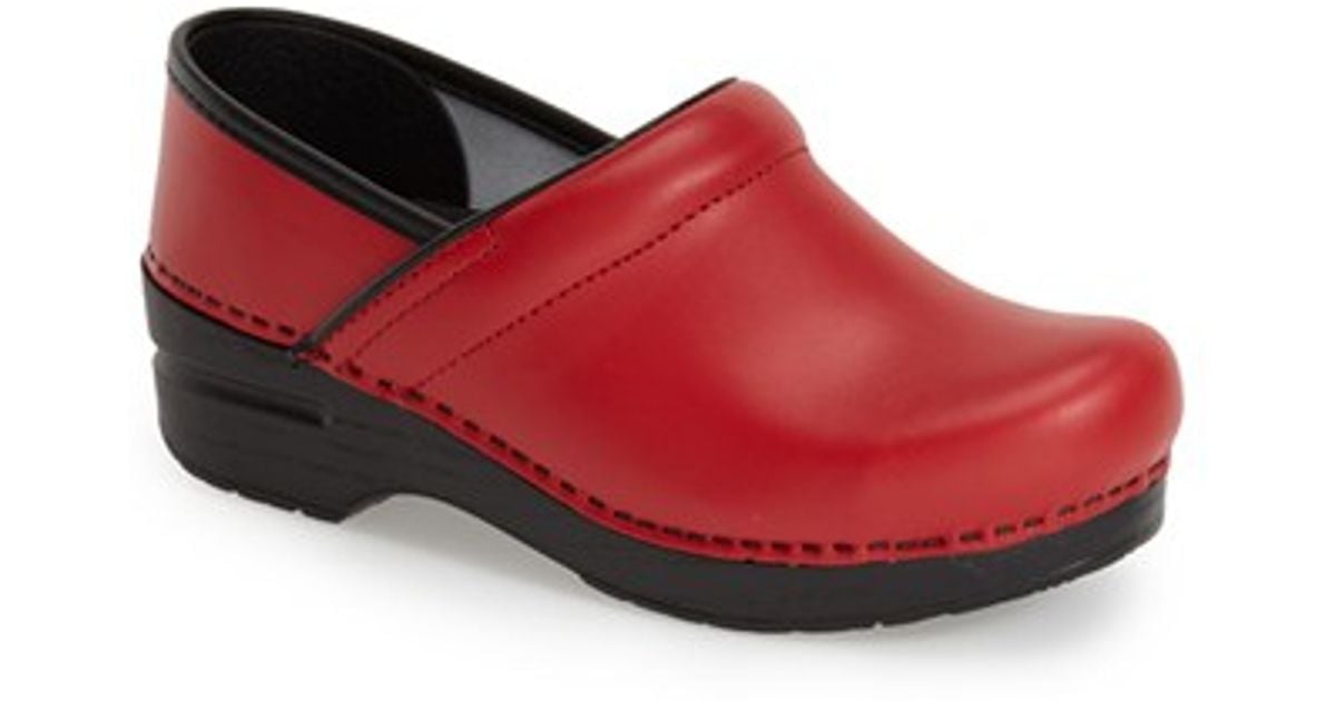 dansko red oiled clogs