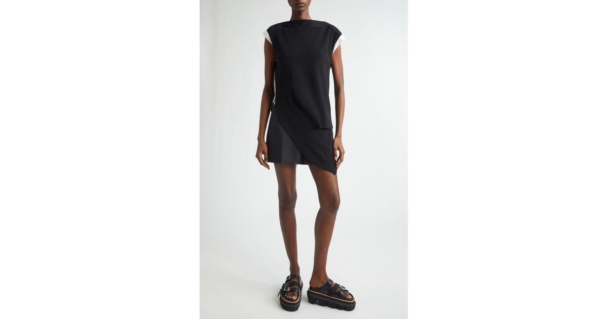Sacai Suiting X Knit Dress in Black | Lyst