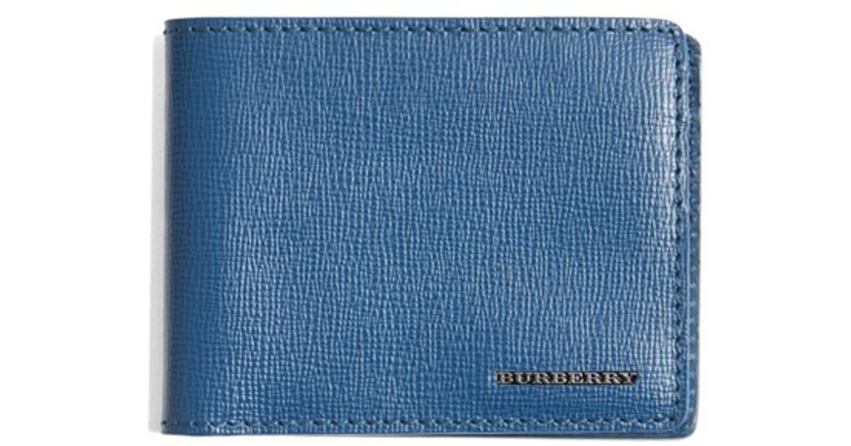 Burberry Leather New London Calfskin Wallet in Blue for Men - Lyst