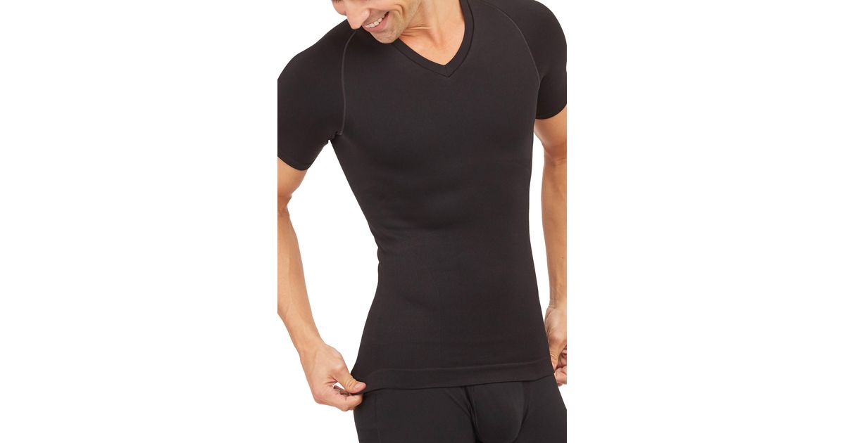 Spanx Spanx Ultra Sculpt Seamless Vneck Tshirt in Black for Men Lyst