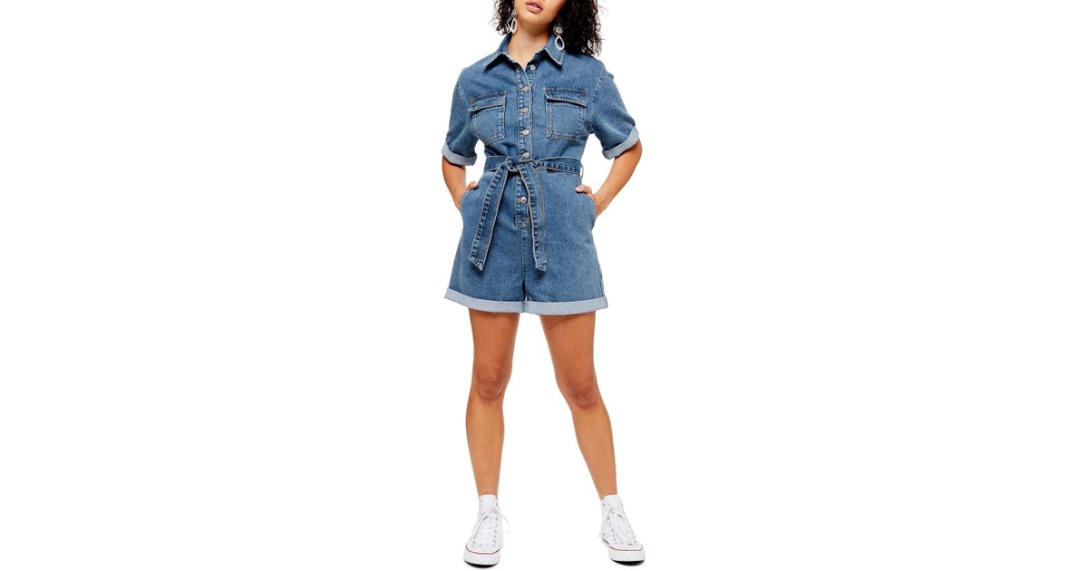 denim romper topshop