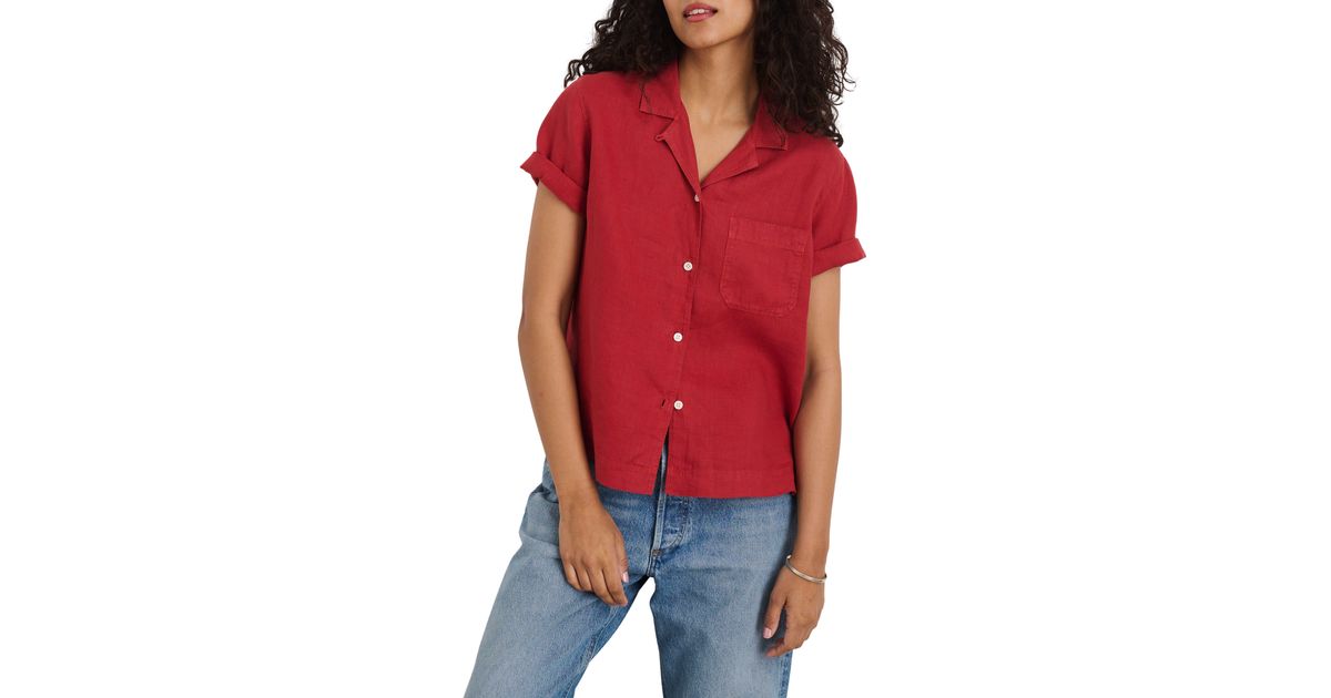 Alex Mill Maddie Linen Camp Shirt in Red | Lyst