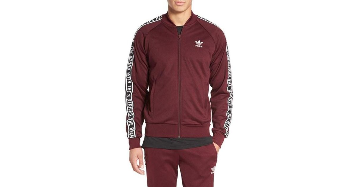 adidas Originals Essentials Superstar Track Jacket in Maroon (Purple