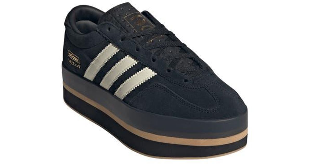 adidas gazelle silver green womens Topping Double Strap Platform Sneakers