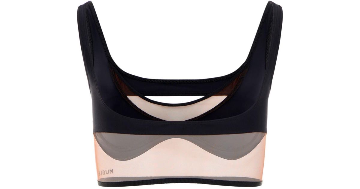 Mugler Illusion Mesh Sports Bra in Black Lyst