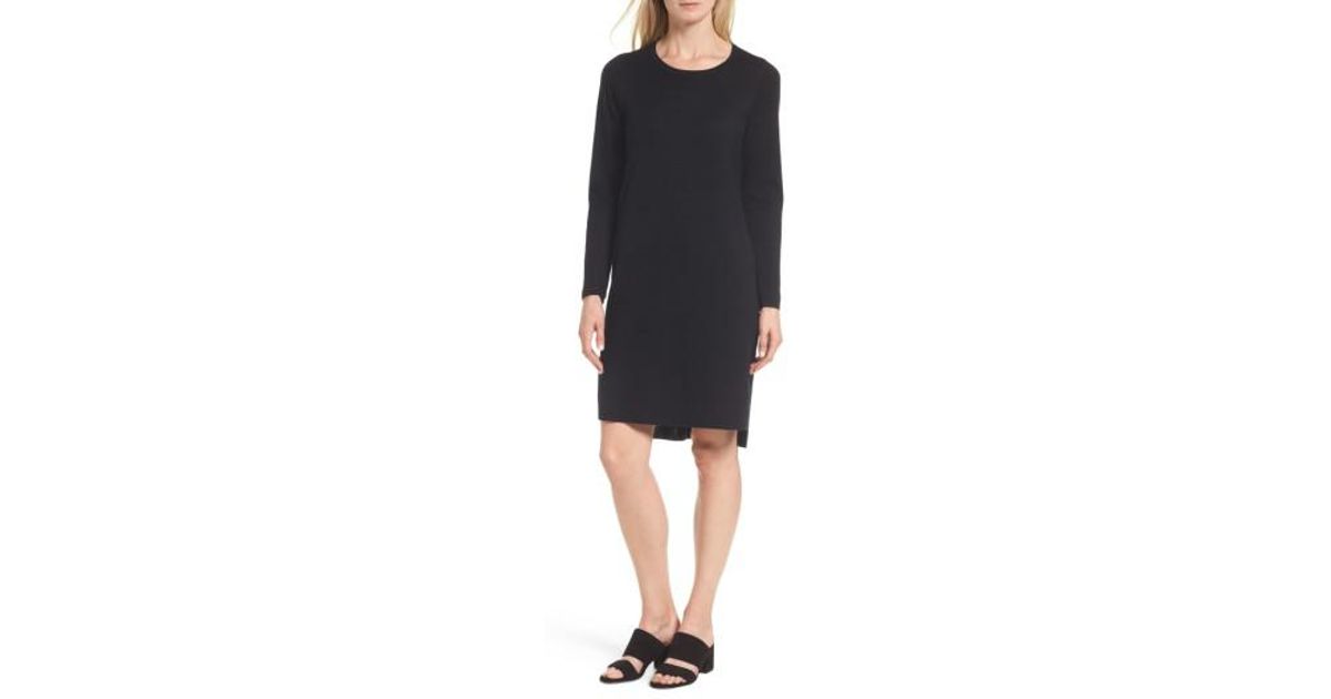 black wool sweater dress