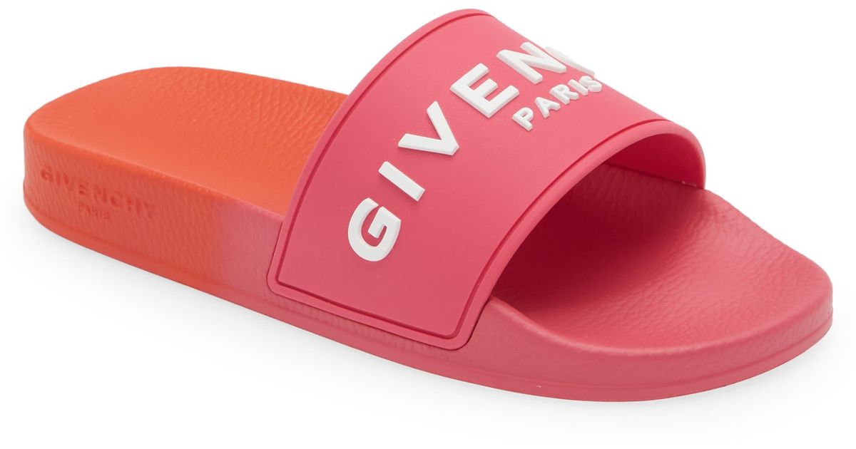 Givenchy Logo Slide Sandal in Red | Lyst