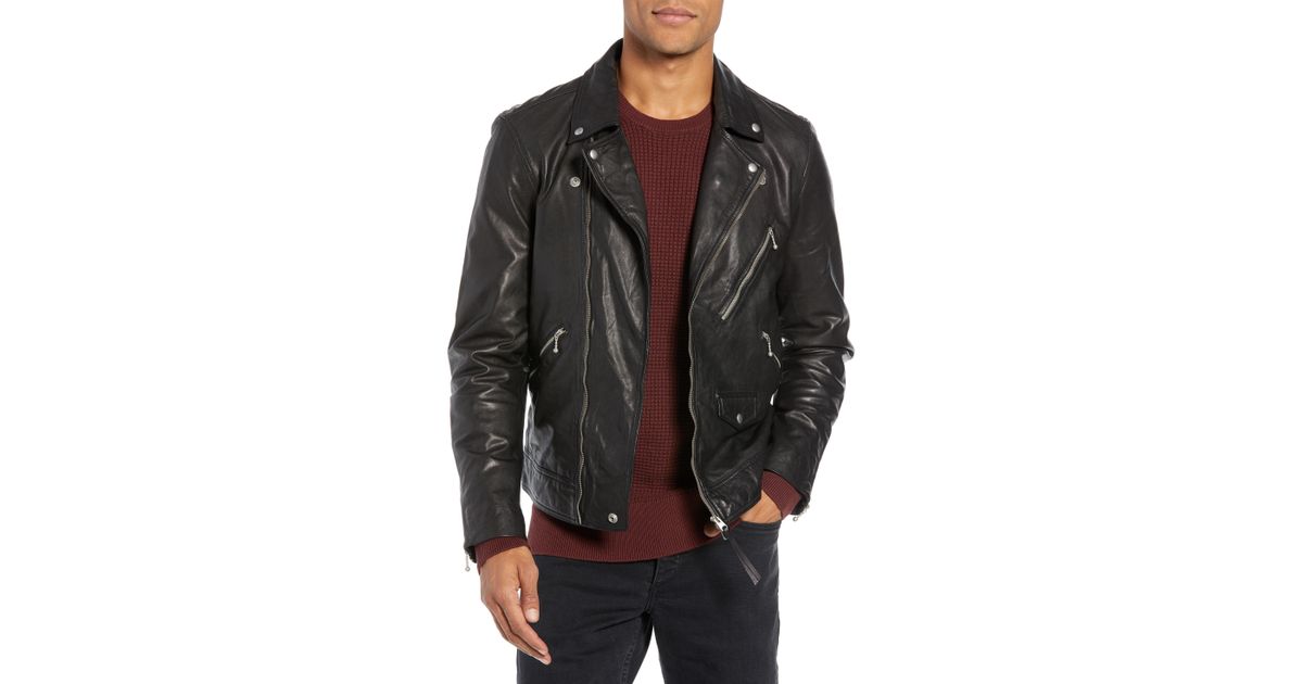 Allsaints Holt Slim Fit Leather Biker Jacket In Black For Men Lyst Holt Slim Fit Leather Biker Jacket
