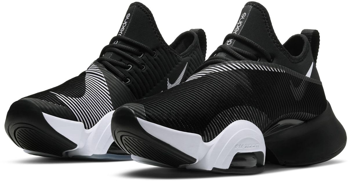 nike training air zoom superrep trainers in triple black