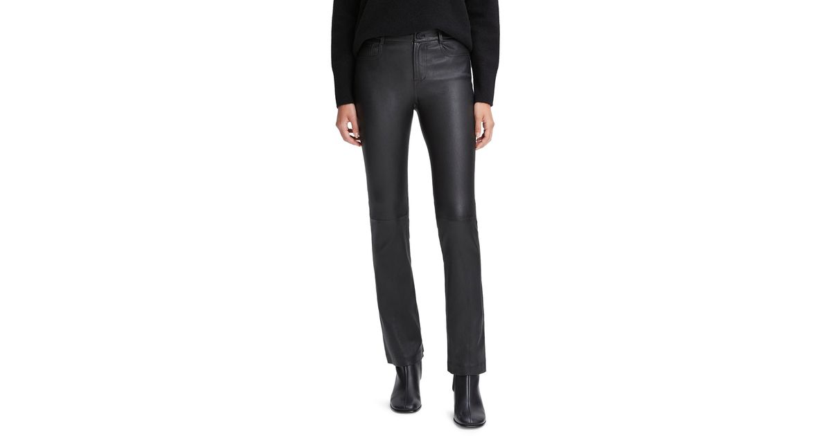 Vince Stretch Bootcut Leather Pants in Black | Lyst
