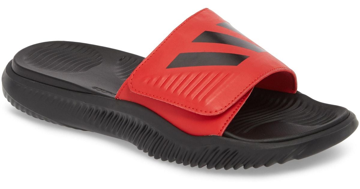 black and red adidas slides