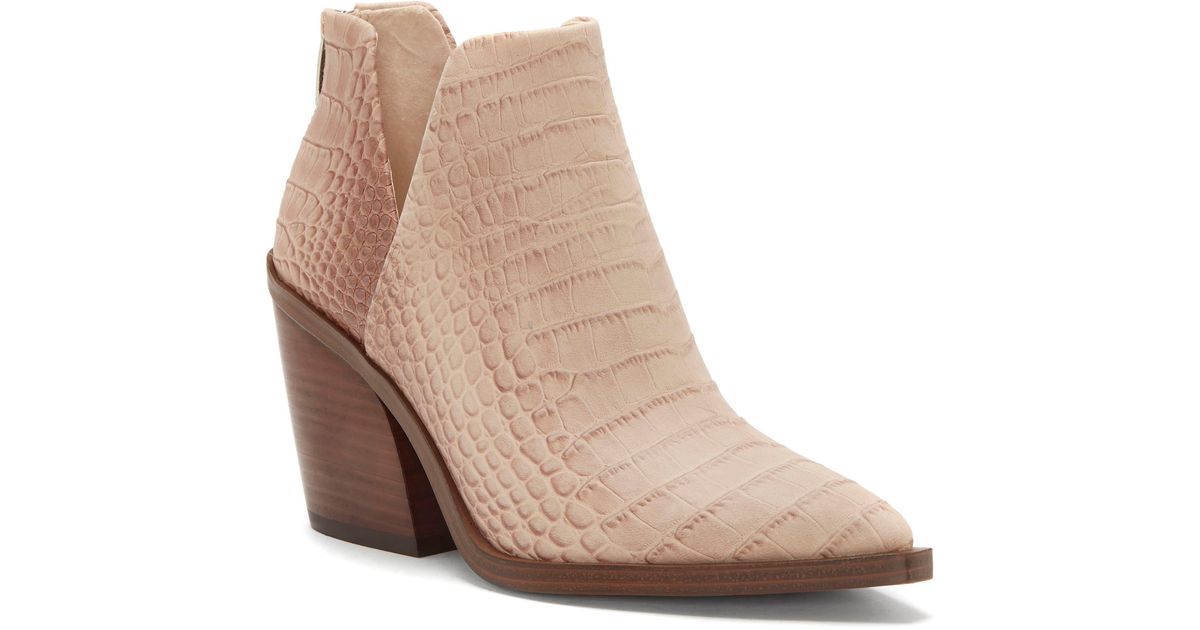gigietta snakeskin embossed bootie