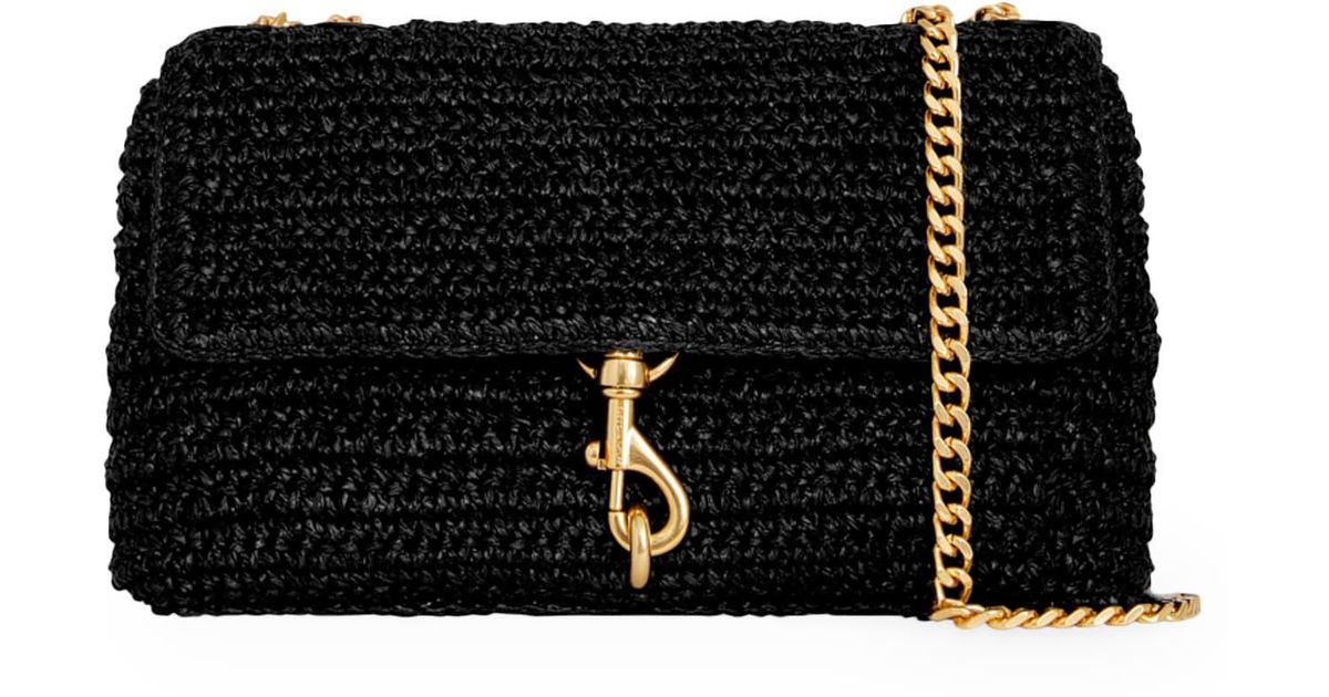 Rebecca Minkoff Medium Edie Straw Convertible Crossbody Bag in Black | Lyst