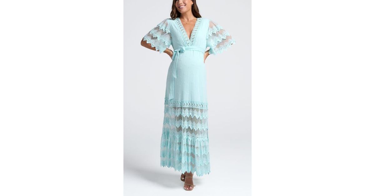 ANGEL MATERNITY Roxy Lace Baby Shower Dress in Blue | Lyst