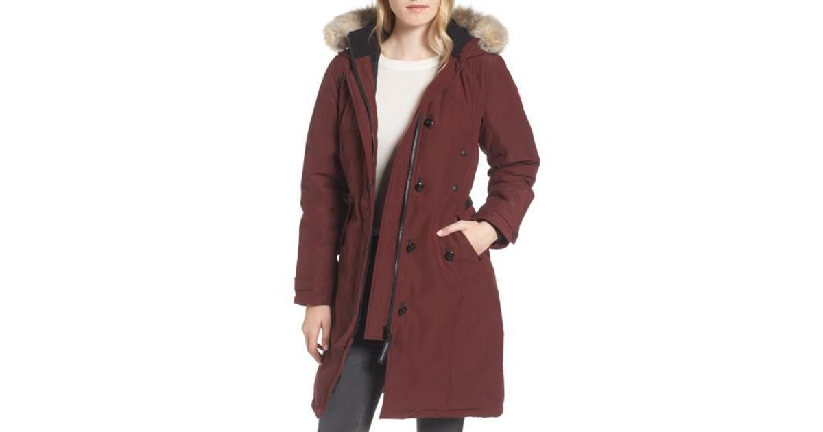 kensington slim fit down parka with genuine coyote fur trim canada goose