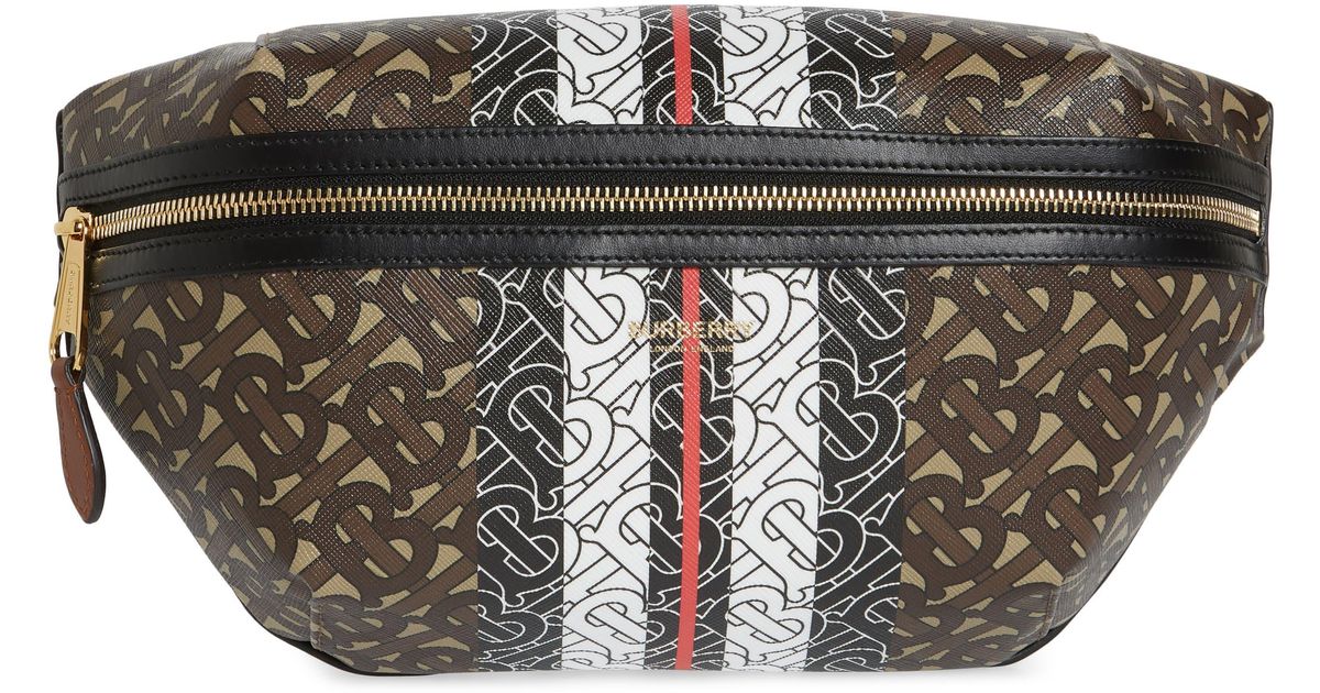 Burberry Medium Monogram Stripe E-canvas Bum Bag in Bridle Brown/Gold (Brown) - Save 8% - Lyst