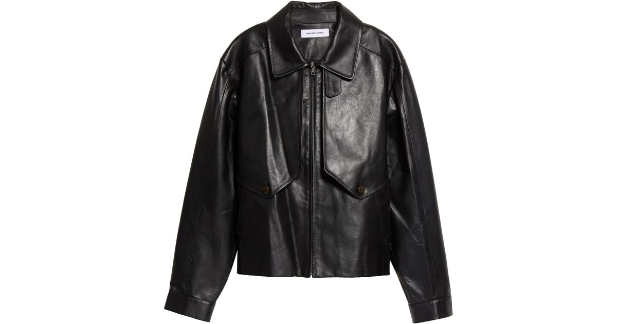 Kiko Kostadinov Murad Leather Aviator Jacket in Black for Men | Lyst