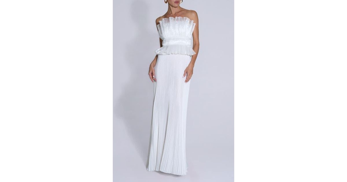 white flowy halter dress Luella Textured Halter Split Maxi Dress White