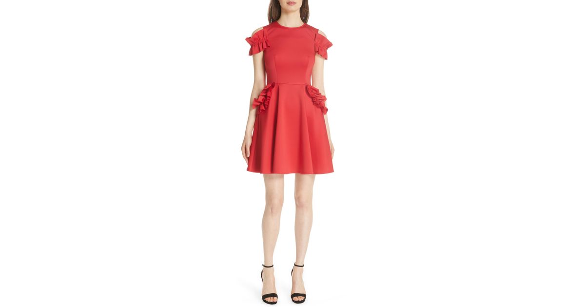 ted baker deneese ruffle detail dress